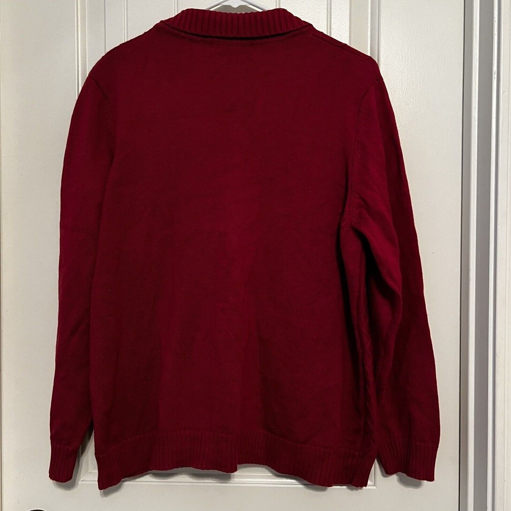 Allison Daley Cardigan Sweater Maroon Long Sleeve Textured Knit Full Zip Pockets - Picture 9 of 13